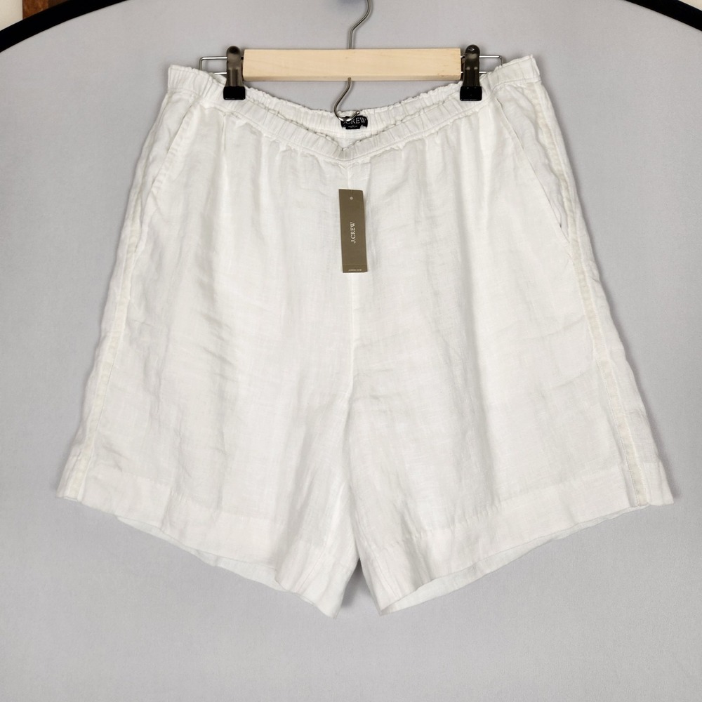 J Crew White 100% Linen 7 Inch Shorts Relaxed Beach Vacation NWT Size Medium